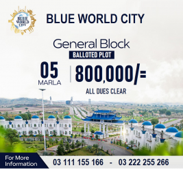 Blue word city 5 Marla plot for sale. balloted plot , Capital Smart City