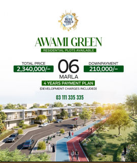 Awami Green By Blue World City 4 & 6 Marla plots available on easy installment. , Blue Area